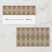 Mocha Argyle Wedding Place Card Plaatskaartje (Voorkant / Achterkant)