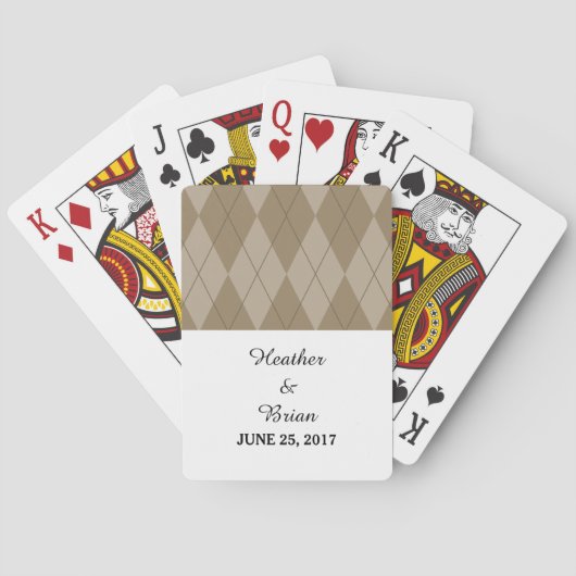 Mocha Argyle Wedding-speelkaarten Pokerkaarten (Achterkant)