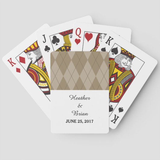 Mocha Argyle Wedding-speelkaarten Speelkaarten (Achterkant)