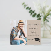 Mocha beige Afstudeerfeest Save the Date kaart (Staand voorkant)