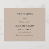 Mocha beige Graduation Party Save the Date card (Achterkant)