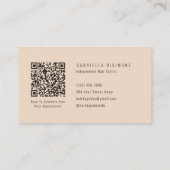 Mocha Beige Minimalistische Kapper QR Code Visitekaartje (Achterkant)