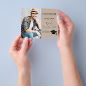 Mocha beige modern Afstudeerfeest Save the Date Flyer (Hand)
