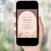 Mocha beige wilde bloemen bloemstukken verjaardag kaart