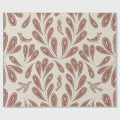 Mocha Birds and Flowers Cadeaupapier (Vlak)