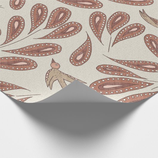 Mocha Birds and Flowers Cadeaupapier (Hoek)