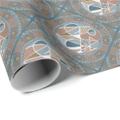 Mocha & Blauwgroen Abstract Accent Mandala Diamond Cadeaupapier (Rol Hoek)