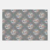 Mocha & Blauwgroen Abstract Accent Mandala Diamond Inpakpapier Vel (Voorkant)