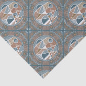 Mocha & Blauwgroen Abstract Accent Mandala Diamond Tissuepapier (Detail)