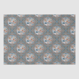 Mocha & Blauwgroen Abstract Accent Mandala Diamond Tissuepapier
