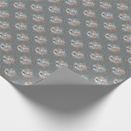 Mocha & Blauwgroen Abstract accent Mandala Ogee Sc Cadeaupapier (Hoek)