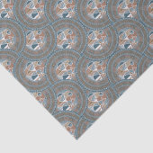 Mocha & Blauwgroen Abstract accent Mandala Ogee Sc Tissuepapier (Detail)