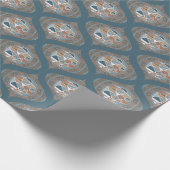 Mocha & Blauwgroen Abstract accent Mandala Retro O Cadeaupapier (Hoek)