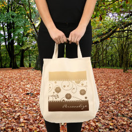 Mocha Bloom Banner Tote Bag