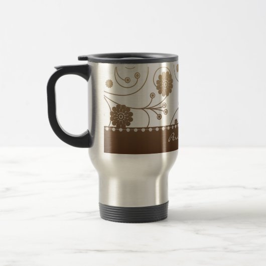 Mocha Bloom Banner Travel Mug Reisbeker (Links)