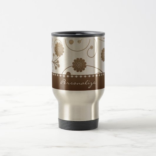 Mocha Bloom Banner Travel Mug Reisbeker (Center)