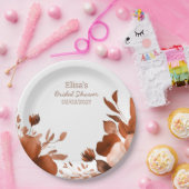 Mocha Blooms Waterverf Custom Vrijgezellenfeest Papieren Bordje (Feest)