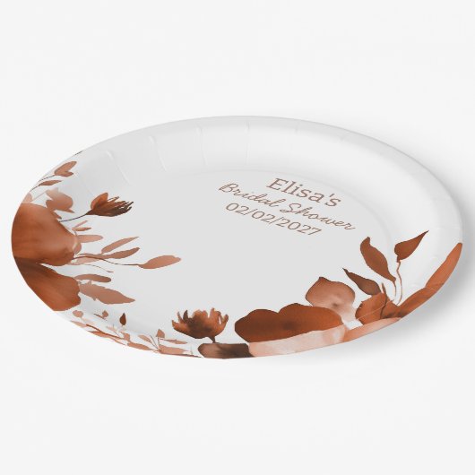Mocha Blooms Waterverf Custom Vrijgezellenfeest Papieren Bordje (Gekanteld)