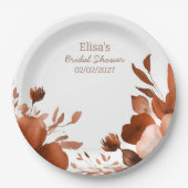 Mocha Blooms Waterverf Custom Vrijgezellenfeest Papieren Bordje (Voorkant)