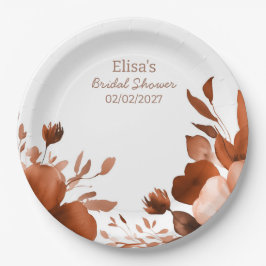 Mocha Blooms Waterverf Custom Vrijgezellenfeest Papieren Bordje