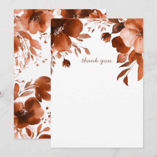 Mocha Blooms Waterverf Vrijgezellenfeest CUSTOM Bedankkaart (Voorkant / Achterkant)