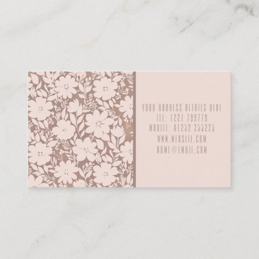 Mocha Blossom Elegance Visitekaartje (Achterkant)