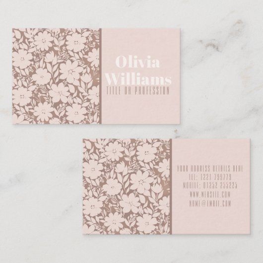 Mocha Blossom Elegance Visitekaartje (Voorkant / Achterkant)