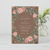 Mocha Blush Watercolor Bruiloft Kaart (Staand voorkant)