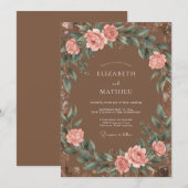 Mocha Blush Watercolor Bruiloft Kaart (Voorkant / Achterkant)