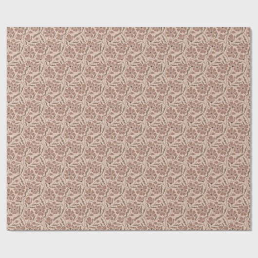 Mocha Boho Mid Century Modern Floral Pattern Cadeaupapier (Vlak)