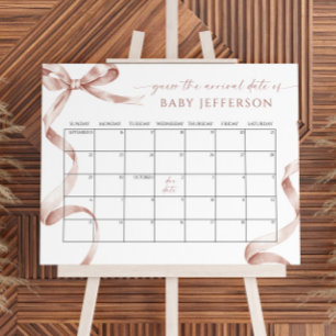 Mocha Bow Baby shower Guess Vervaldatum Kalender Poster
