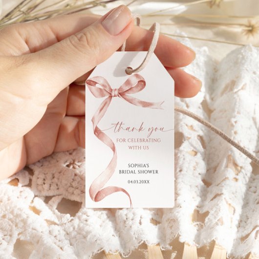 Mocha Bow Douche Favoriet Gift Label Cadeaulabel