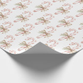Mocha Bow Pink Candy Cane Christmas Cadeaupapier (Hoek)