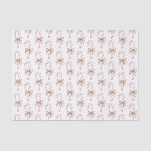 Mocha Bow Pink Candy Cane Christmas Tissuepapier (Voorkant)
