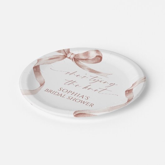 Mocha Bow Ze bindt het knoop Vrijgezellenfeest Papieren Bordje (Gekanteld)