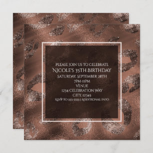 Mocha Bronzen Luipaard Print Party uitnodiging