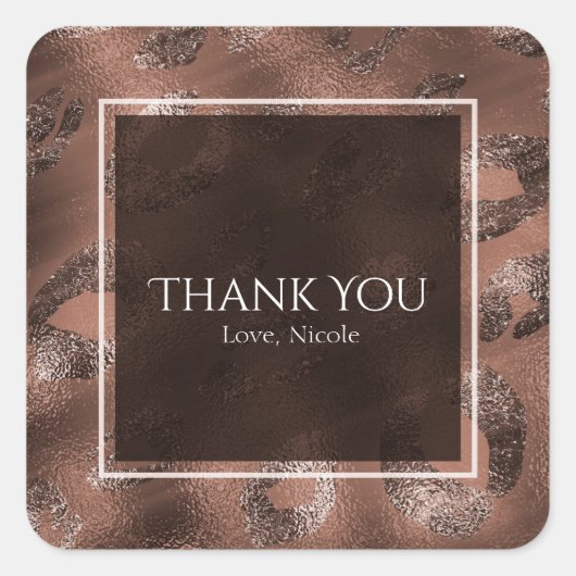 Mocha Bronzen Luipaardprint Feest Favor Vierkante Sticker (Voorkant)