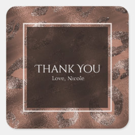 Mocha Bronzen Luipaardprint Feest Favor Vierkante Sticker