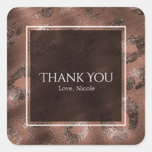 Mocha Bronzen Luipaardprint Feest Favor Vierkante Sticker