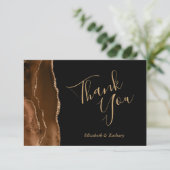 Mocha Brown Agaat Gold Black Wedding Bedankt Kaart (Staand voorkant)