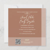 Mocha Brown Arch Wedding Invitation QR-code Kaart (Achterkant)