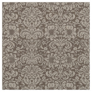Mocha Brown Bloemen Damask Stof