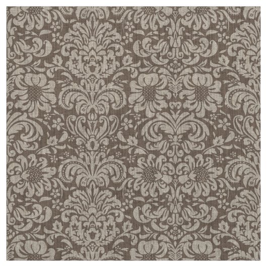 Mocha Brown Bloemen Damask Stof (Swatch)
