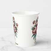 Mocha Brown Blooms Wedding Papieren Bekers (Links)