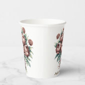 Mocha Brown Blooms Wedding Papieren Bekers (Rechts)