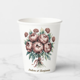 Mocha Brown Blooms Wedding Papieren Bekers