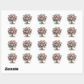 Mocha Brown Blooms Wedding Ronde Sticker (Vel)