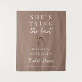 Mocha Brown Bow Bridal Shower Fabric Welcome Sign Wandkleed (Voorkant)