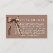 Mocha Brown Bow No Gift Wrap Display Bridal Shower Informatiekaartje (Voorkant)