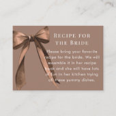 Mocha Brown Bow Recipe Request Bridal Shower Informatiekaartje (Voorkant)